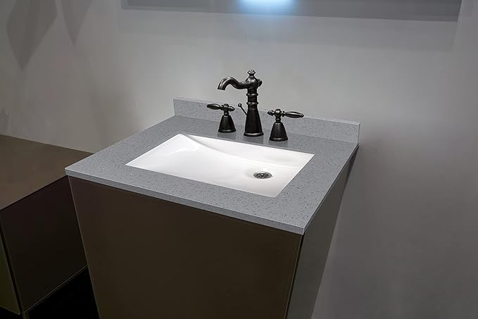 MSI Sparkling Gray Vanity Top with Under Mount Rectangle Ceramic Sinks, Engineered Marble Stone, 4" CC Faucet Holes, 31"X22"
