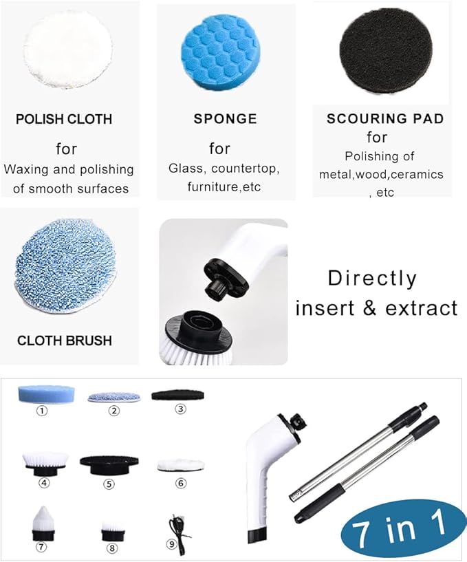 Electric Spin Scrubber for Cleaning Bathroom: Cordless Power Shower Scrubber Cleaner Brush for Tub and Tile Bathtub Toilet Floor Window Scrub Tool Household Supplier