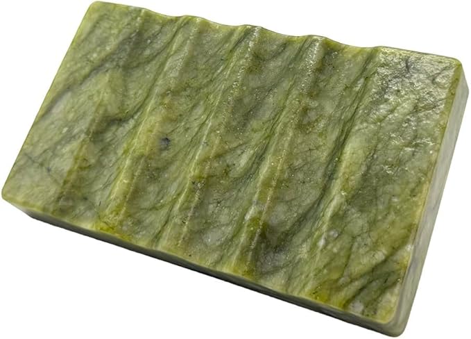 Real Marble Soap Dish for Shower - Decorative Stone Tray, Small Bar Soap Holder with Drainage | Non-Slip, Luxury Bath Room Accessories (Earth Green)