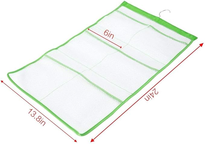 FishMM Mesh Bath Organizers for Shower with Hook, Quick Dry Hanging Shower Caddy College, Bath Storage with 6 Pockets for College Dorm Rooms, Bathroom
