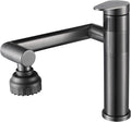 1080 Degree Swivel Bathroom Faucet Gun Grey Lavatory Basin Sink Faucet 1 Handle Big Angle Spray Aerator Spout Extender Universal 360° Rotating Arm Splash Filter 2 Water Outlet Modes