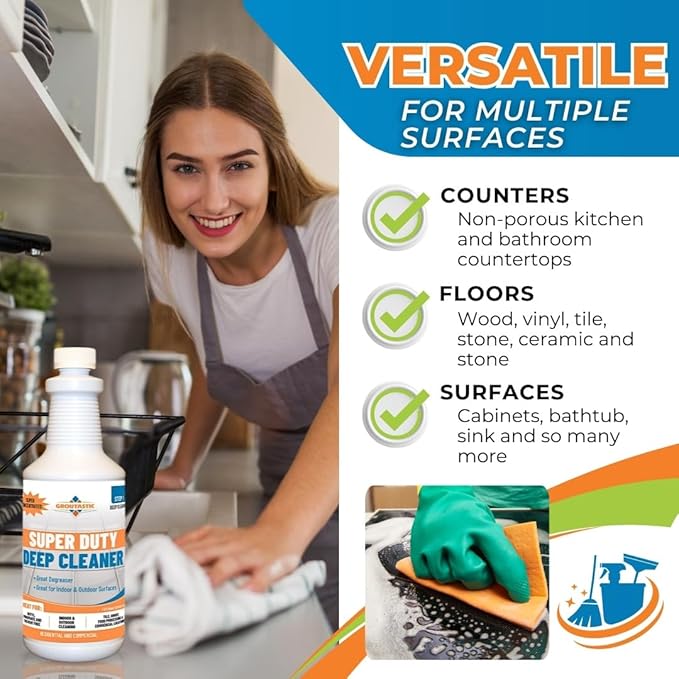 Super Duty Degreaser – Heavy Duty Tile & Grout Cleaner for Kitchens, Bathrooms & Floors – Removes Grease, Soap Scum & Deep Stains – Concentrate