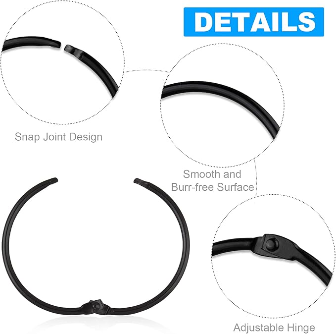 24 Pack Shower Curtain Rings, Rustproof Decorative Metal Round Shower Curtain Hooks for Bathroom Shower Rod (Black)