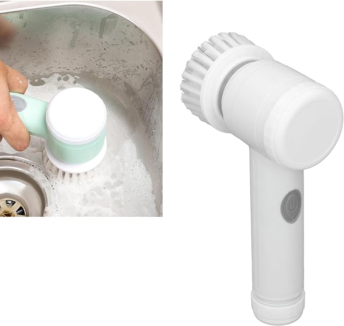Electric Spin Scrubber Rechargeable Electric Brush Cordless Power Scrubber with 4 Brush Heads for Bathroom Kitchen Tub Tile Sink (White)