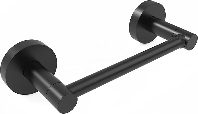 Matte Black Toilet Paper Holder Bathroom Double Post Pivoting Tissue Roll Holder Stainless Steel and Zinc Alloy Wall Mount Detachable 1pc