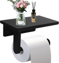 Toilet Paper Holder with Marble Shelf for Bathroom Washroom,Wall Mounted Tissue Holder Suitable for Mega Roll (Small 6.7 * 4.3 in, Black)