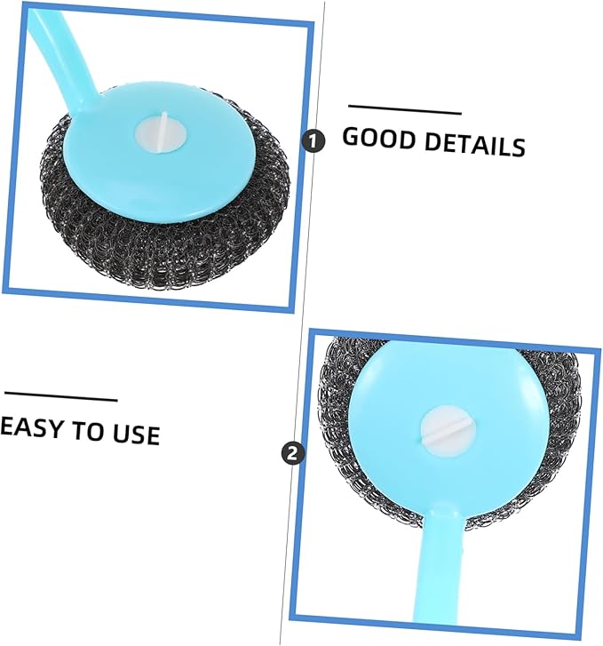 Gatuida 1set Stainless Steel Pot Cleaning Brush Dish Washing Brush Reusable Grout