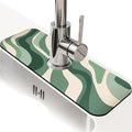 Kitchen Sink Splash Guard，Wave-like lines Faucet Mat Sink Gadgets-Super Absorbent Fast Drying Mat Drip Catcher for Kitchen, Bathroom,Sink Mat, Dish Drying Mat, Bathroom(15" X 5.5" )