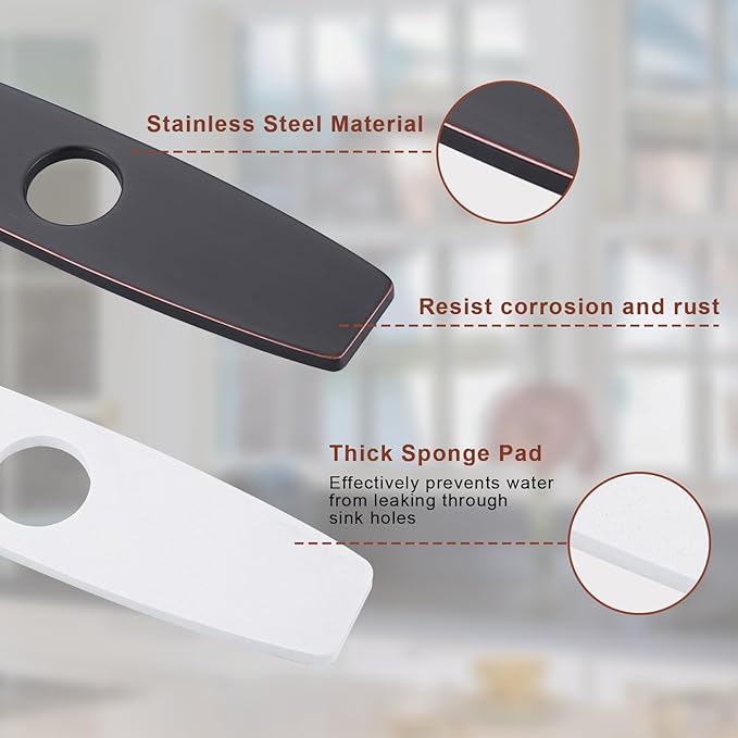 ARCORA 10.2 Inch Faucet Plate, Kitchen or Bathroom Faucet Deck Plate for 1 or 3 Hole, Stainless Steel Sink Hole Cover Escutcheon, Oil Rubbed Bronze