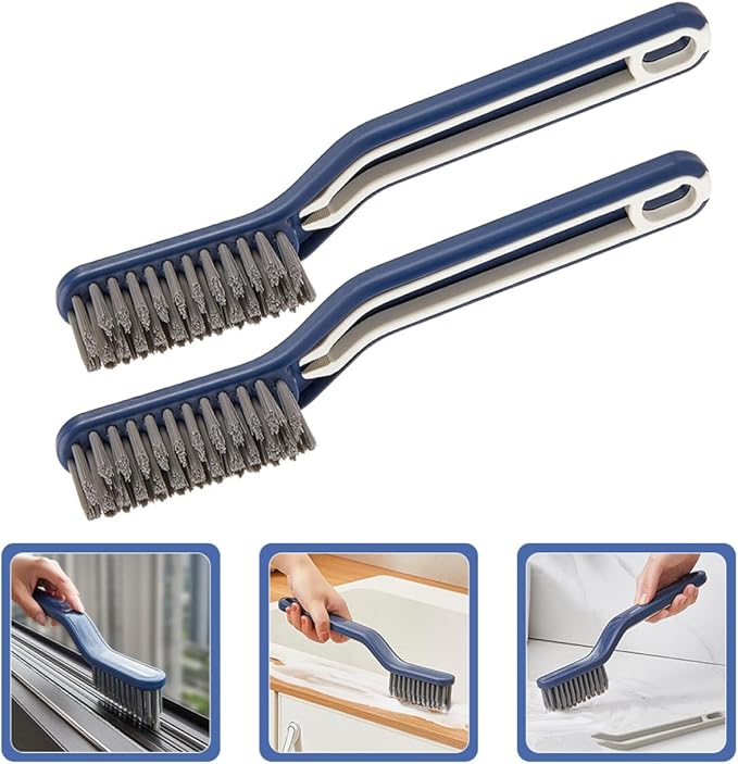 Luxshiny 2pcs Crevice Cleaning Brush with Hard Bristles, Long Handle Floor and Bathroom Scrub Brush for Narrow Gaps and Corners, Household Cleaning Tool for Tile Grout and Wall Corners