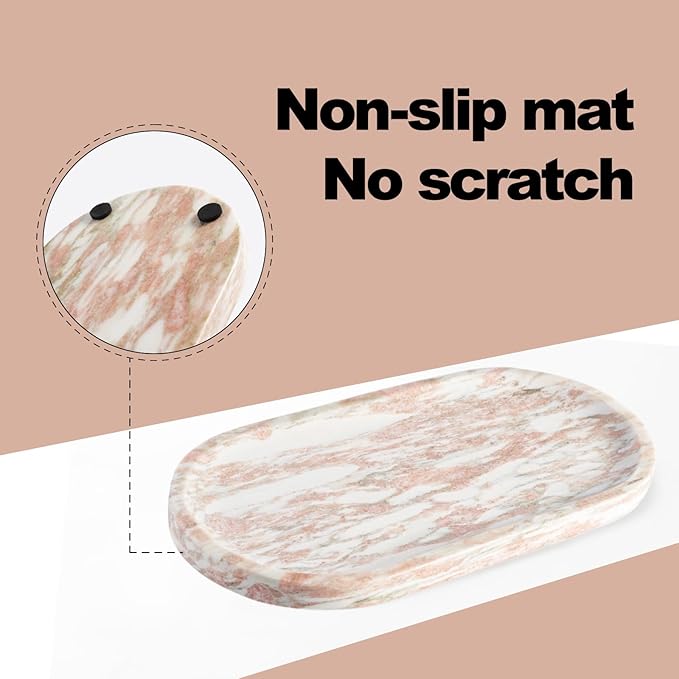 Koville Norway Natural Marble Tray, 12"x6" Vanity Decorative Tray for Countertop, Catchall Tray for Perfume, Candles, Jewelry Dish