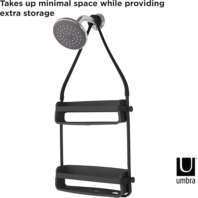 Umbra Flex Shower Storage Accessories with Patented Gel-Lock Technology Suction Cup, Black