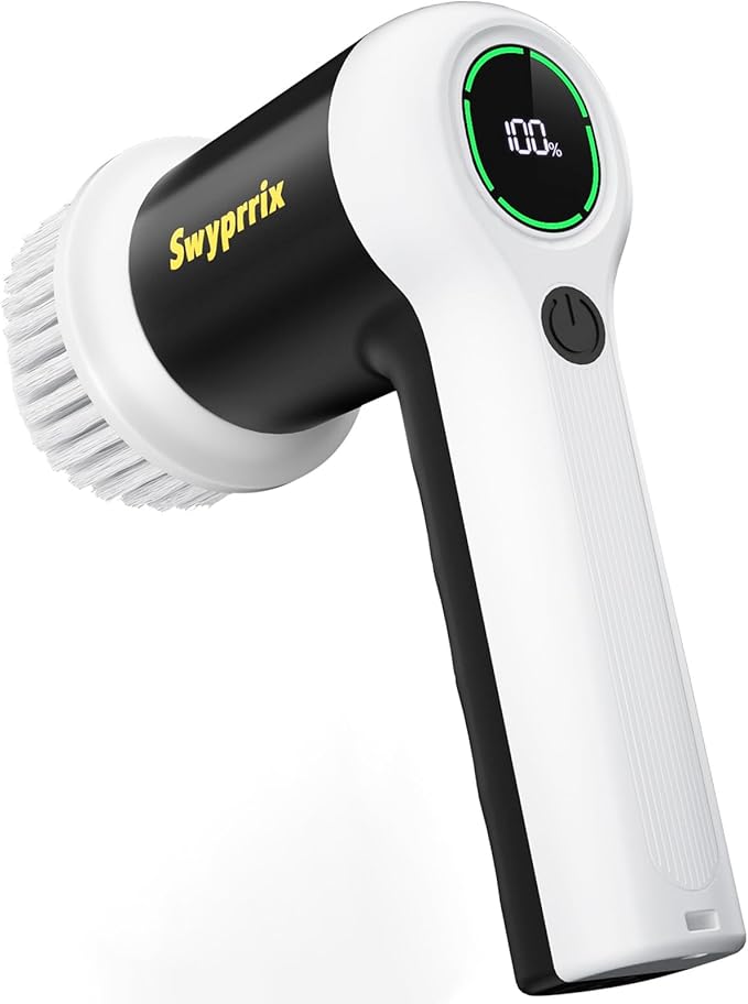 Electric Bathroom Cleaning Brush, Cordless Spin Scrubber with Full-Body IPX7 Waterproof Design and 6 Replaceable Brush Heads for Bathtub, Kitchen, Windows, and Home Cleaning