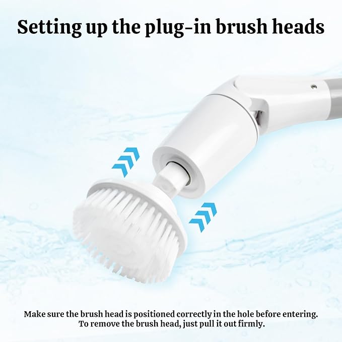 Electric Spin Scrubber with LCD Display,Shower Scrubber with Long Handle,Cordless Power Cleaning Brush with 8 Brush Heads, Electric Scrubber for Bathroom Kitchen Cleaning,IPX7 Waterproof