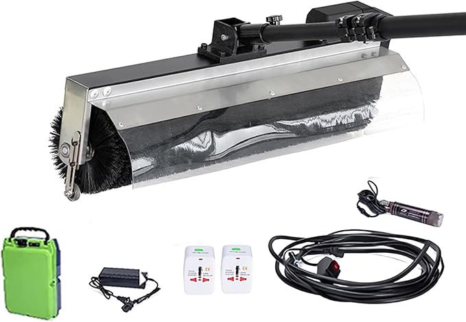 Solar Panel Cleaning Kit, Electric Solar Panel Cleaning Brush Kit, Telescopic Water Fed Pole with Rotary Brush Head, Universal Hose Connector for Windows, Conservatories & Roofs