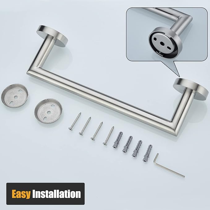 12 Inch Hand Towel Bar Bathroom Towel Holder,Bath Accessories Thicken Stainless Steel Shower Towel Rack,Kitchen Dish Cloth Hanger Wall Mount Brushed Steel,96018-2-12BS.