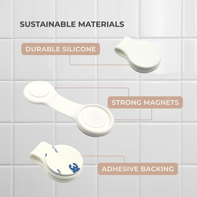 4 Pack Self Adhesive Shower Curtain Clips – Wall Mounted Clips Keep Curtain Closed and Contain Water Inside Shower – Easy Install Bathroom Splash Guards – Shower Accessories (Bright White)
