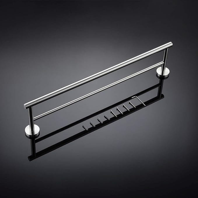 Miyili 24-Inch Bathroom Double Towel Bar Brushed Stainless Steel Bath Towel Rack Holder Wall Mount, A01N60B