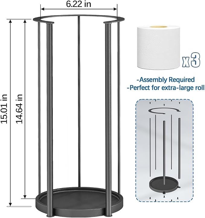 New Upgrade Free Standing Toilet Paper Storage Holder Stand, Heavy Duty 304 Stainless Steel Base, 3 Roll Capacity Toilet Paper Roll Holder for Bathroom Organization