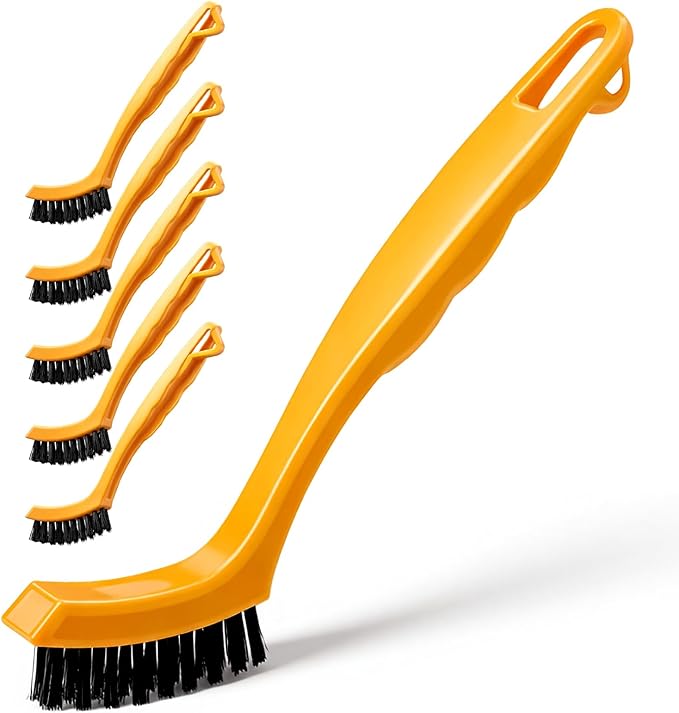 6 Pack Grout Brush Crevice Brush Nylon Detail Cleaning Stiff Bristle Brushes Tile and Grout Scrub Brushes for Kitchen, Bathroom, Tile Floors, Gaps, Crevices, and Window Tracks