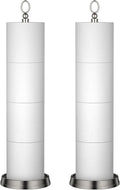 Toilet Paper Holder Stand with Reserve Function, Free Standing Toilet Paper Holder for Bathroom, Toilet Paper Stand with Reserve for 4 Rolls 22.5" Height (2 Pack, Brushed Nickel)
