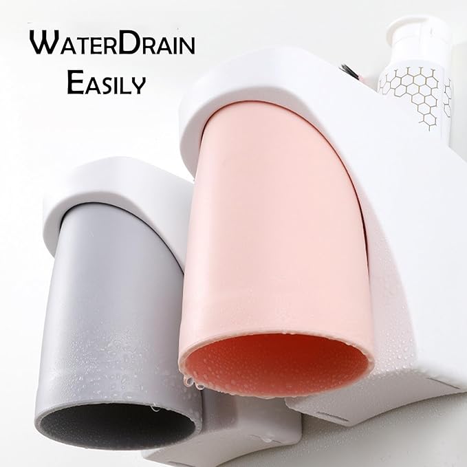 Toothbrush Holder Suction Cup Set, sgzscl Bathroom Storage Organizer Space Saving for Family Members Father Mother and Son/Daughter (Macaron Pink)