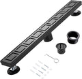 48 Inch Linear Shower Drain, Matte Black Shower Drain, Removable Grate, 304 Stainless Steel, Easy to Install and Clean for Bathrooms (Drain Base Not Included), LSD-30A-48B