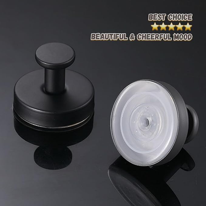 Towel Hooks for bathrooms - Stainless Steel Suction Cup Hooks Strong Adhesive Bathroom Hanger No Drill, Waterproof Wall Hooks for Shower, Kitchen, Window,Tile,Board,Glass,Marble,Metal (Black)