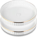 2 Pack 10" Fluted Lazy Susan Organizer, Turntable Spice Rack for Cabinet, Kitchen, Pantry Organizer and Storage, Fridge, Bathroom Vanity Countertop, Under Sink Organizing, Expandable Lazy Susan-White