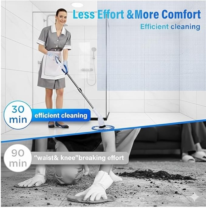 Electric Spin Scrubber - 2025 New Electric Scrubber for Cleaning Bathroom-Cordless Cleaning Brush with 8 Replacement Heads-Spin Brush for Cleaning Bathroom, Tub, Floor and Kitchen.