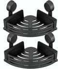 No-Drill Bathroom Corner Shelf, 3 Tier Corner Shelf Bathroom, Suction Cup Corner Shower Shelf, Wall Mounted Storage Rack for Bathroom & Kitchen (2PCS-Black)