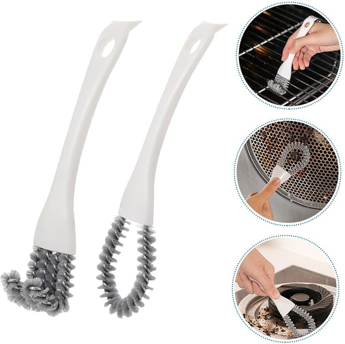 Artibetter 2pcs Multifunctional Kitchen Cleaning Brush Set Crevice Cleaning Brush Tool with U-Shaped and Bent Heads for Stubborn Stain Removal in Stove, Grill, and Bathroom Gaps