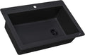 Ruvati 33 x 22 inch epiGranite Drop-in Topmount Granite Composite Quartz Single Bowl Kitchen Sink - Midnight Black - RVG1033BK