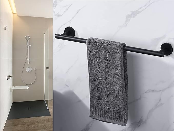 24 Inch Towel Bar for Bathroom 9/12/16/24/28/33 Inch Kitchen Hand Towel Holder Matted Black SUS304 Stainless Steel RUSTPROOF Wall Mount Towel Rod(1, Matted Black, 24 Inch)