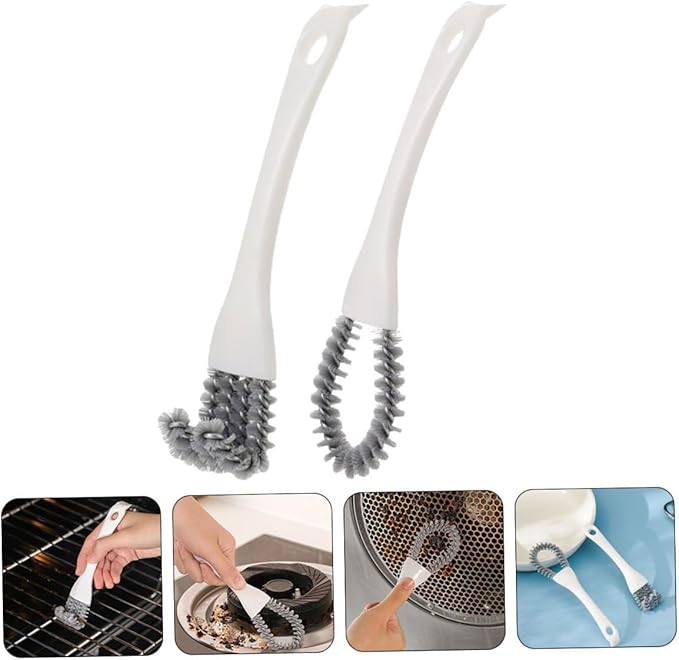 2pcs Multifunctional Kitchen Cleaning Brush Set, Crevice Cleaning Brush with U-Shaped and Angled Heads, Stubborn Stain Remover for Stove, Grill, and Narrow Gaps, Household Scrub