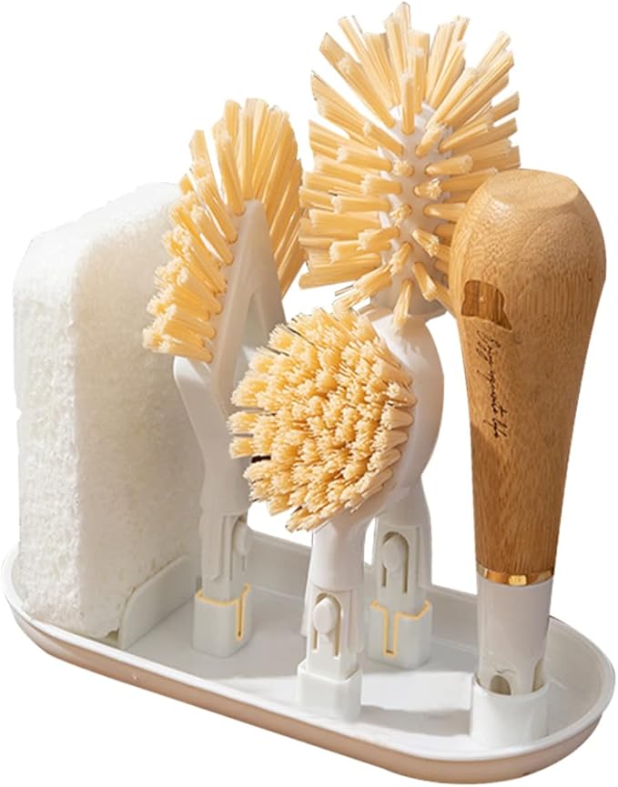 OUNONA 1Set Multifunctional Dish Scrubbing Brush with Ergonomic Handle Kitchen Cleaning Tool for Cookware Dishes and Hard to Reach Spaces Lightweight and Easy to Use Great