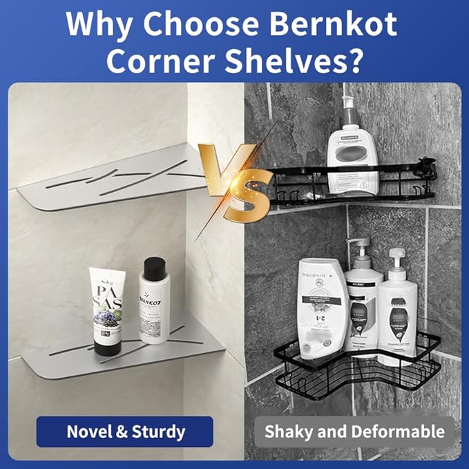 Corner Shower Shelf 12" Brushed 304 Stainless Steel Quadrilateral Corner Shelf Recessed Bathroom Shower Shelf, No Drilling