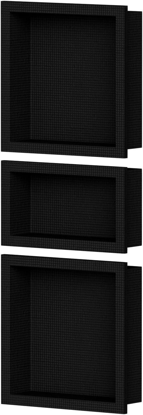 Homevacious Shower Niche Ready for Tile(14"x14"+14"x8"+14"x14") XPS Triple Waterproof Recessed Bathroom Wall Niche Shelf Insert Black Easy Installation and Bonding Friendly for Bathroom Storage
