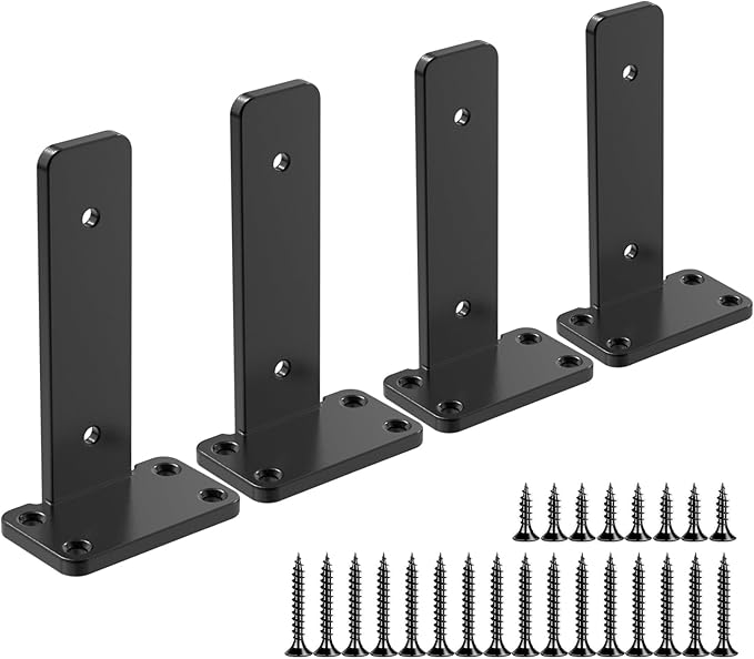Floating Shelf Brackets upgraded,12 inch, Black Heavy Duty Iron Shelf Brackets, Industrial Modern Floating Shelf Support for Wall Mount Shelves,Wide Brackets ,4 Pack, Support DIY(5mm Thickening Type).