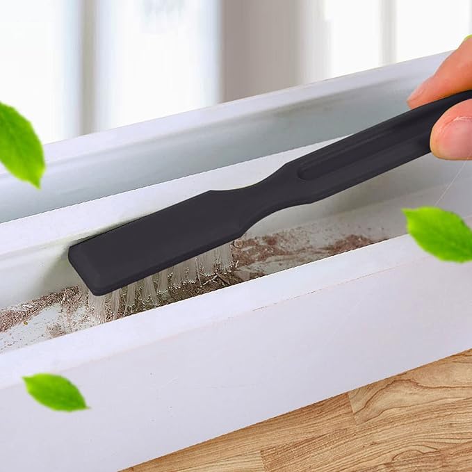 MXY 7 Piece Window and Sliding Door Track Cleaning Brushes Set, Hand-held Groove Gap Cleaning Tools, Grout Clean Brush Scraper, 2-in-1 Multipurpose Corner Keyboard Slot Broom with Dustpan