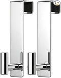 PMMASTO 2-Pack Over The Door Hooks - Rustproof Stainless Steel Door Hangers for 1-3/4 Inch Doors, Non-Marking and Tool-Free Easy Install (Polished Silver, T Shape-Fits 1-3/4" Thick Door)