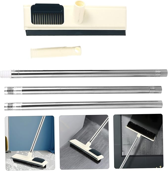Long Handle Floor Scrubber Brush for Bathroom Cleaning Sturdy Scrub Brush with Strong Bristles for Grout and Corners Efficient Home Cleaning Tool White