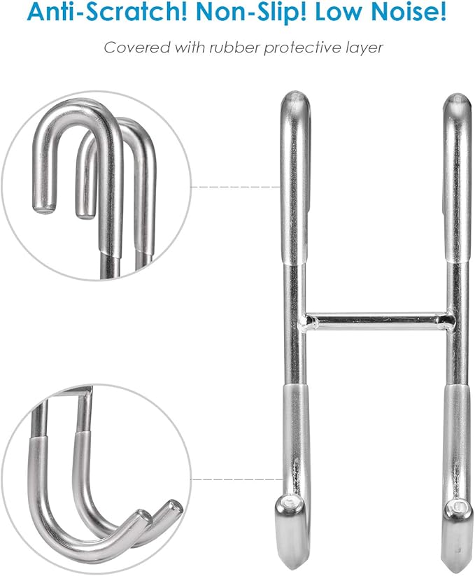 Simtive Shower Door Hooks (3-Pack), Towel Hooks for Bathroom Frameless Glass Door, Shower Squeegee Hooks, Silver