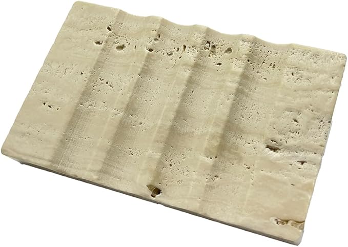 Real Travertine Marble Soap Dish for Shower Stone Tray Small Bar Soap Holder with Self Draining | Non-Slip, Luxury Bath Room Accessories (Beige)