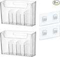 2 Pack Adhesive Mount Cabinet Door Organizer, Wall Mounted Bathroom Organizers and Storage Bins Plastic Stackable Shower Caddy Hanging Floating Shelves for Narrow Space, BPA Free (Clear)