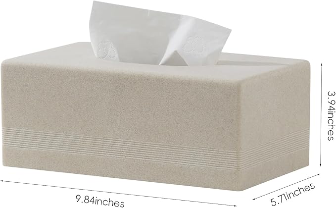 Tissue Box Cover Rectangle, Resin Facial Tissues Holder Covers Rectangular Toilet Paper Holder Case Dispenser Home Decorative for Bathroom Kitchen Bedroom Living Room Office (Beige)