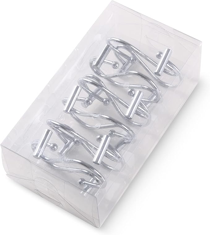 Silver Shower Curtain Hooks,Rust Proof Shower Curtain Rings for Bathroom,Chrome T-Bar Metal Decorative Shower Curtain Hooks Hangers for Shower Curtain Rod,Set of 12