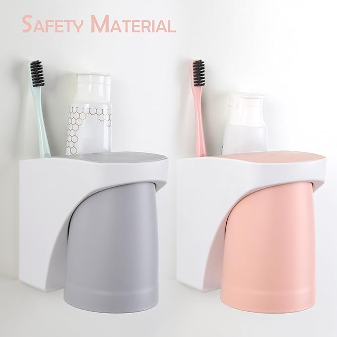 Toothbrush Holder Suction Cup Set, sgzscl Bathroom Storage Organizer Space Saving for Family Members Father Mother and Son/Daughter (Lightwight Blue)