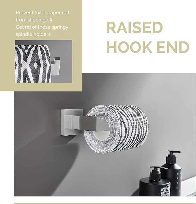 Toilet Paper Holder Brushed Nickel, Angle Simple SUS304 Stainless Steel Bathroom Tissue Holder, Open Arm Toilet Tissue Roll Hanger Wall Mount