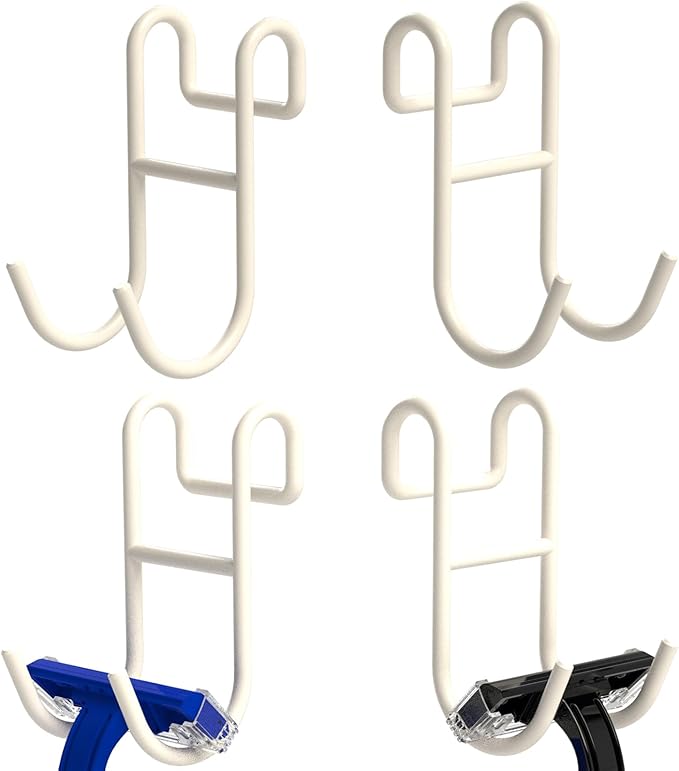 White Shower Caddy Hooks - Razor Hanger and Holder, Shelf Hooks for Loofah - 4 Pack